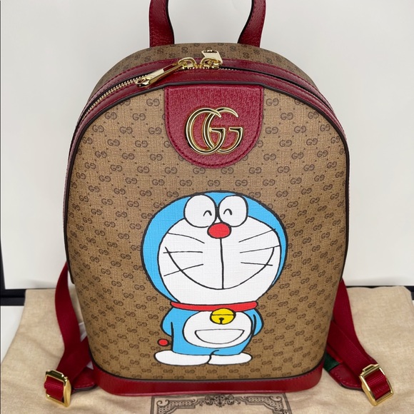 GUCCI X DORAEMON Logo GG Supreme Monogram Ophidia Small Backpack Bag $3650 NWT - Picture 11 of 16